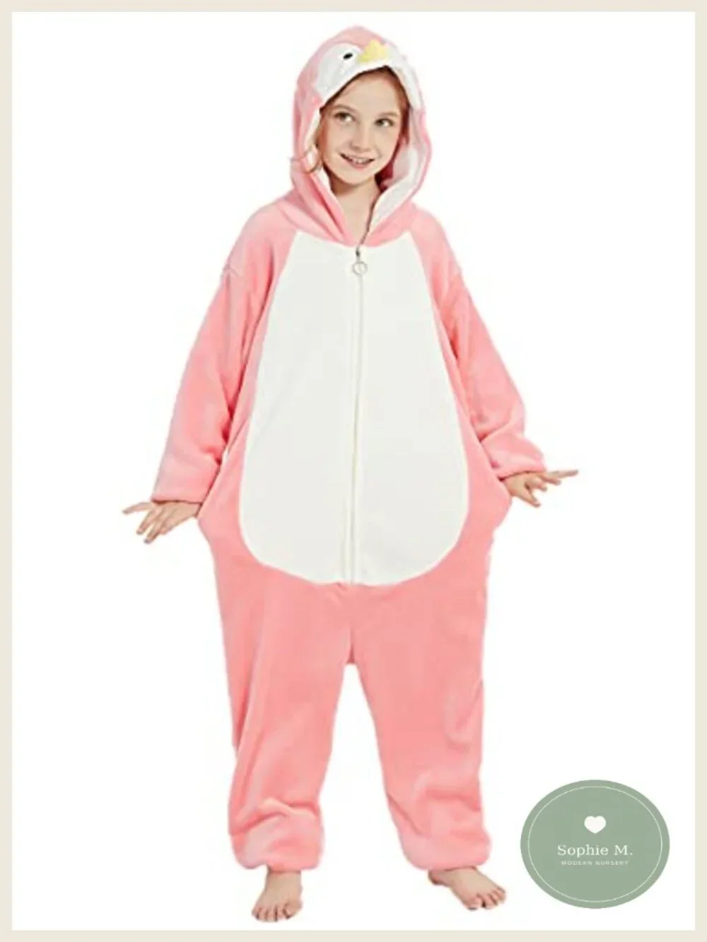 Kids Penguin Onesie Plush Fleece Zip Up One-Piece Pajamas Costume